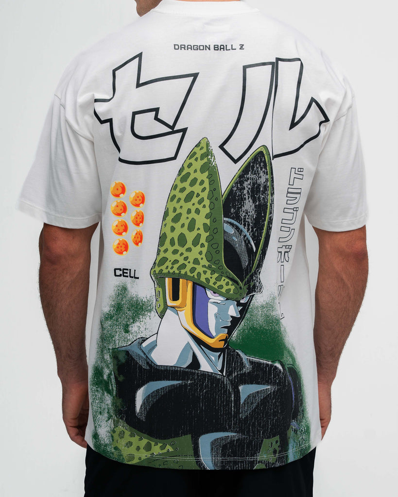 Camiseta Oversized Dragon Ball Z Cell Off White