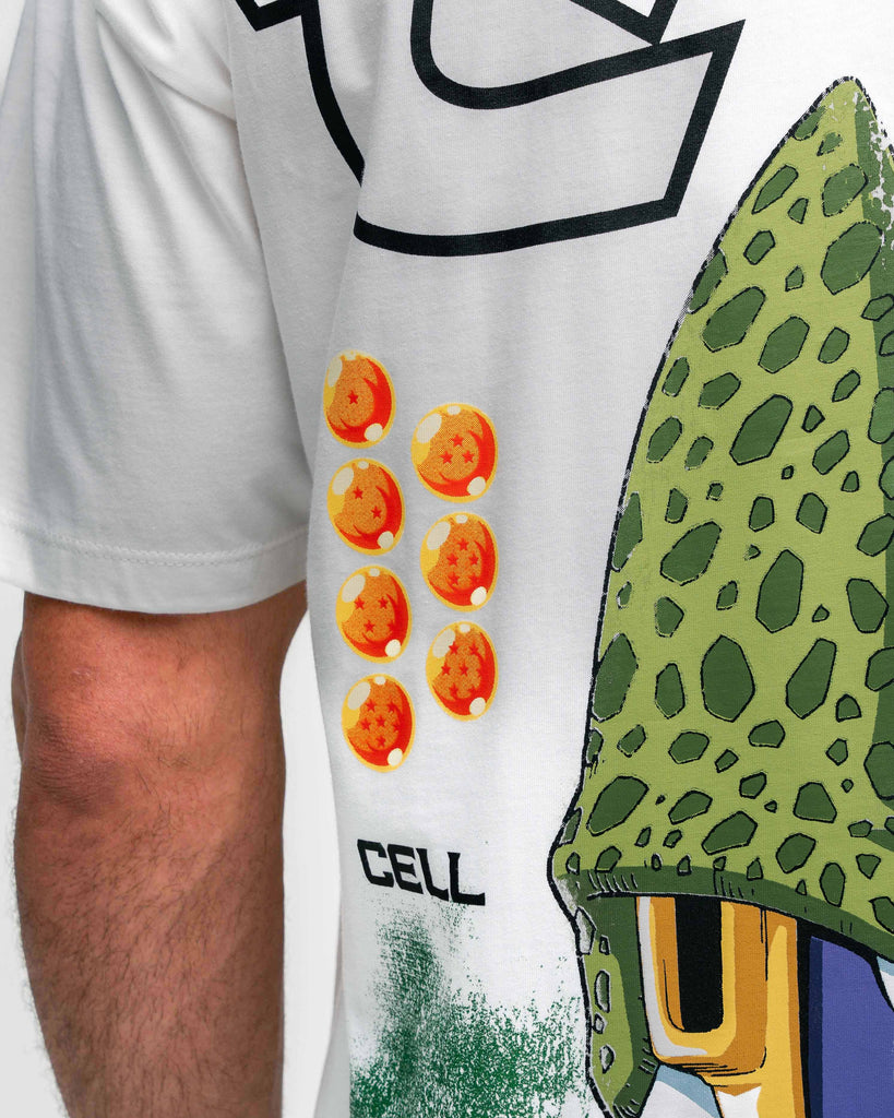 Camiseta Oversized Dragon Ball Z Cell Off White