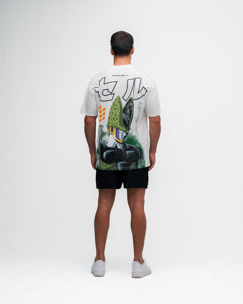 Camiseta Oversized Dragon Ball Z Cell Off White