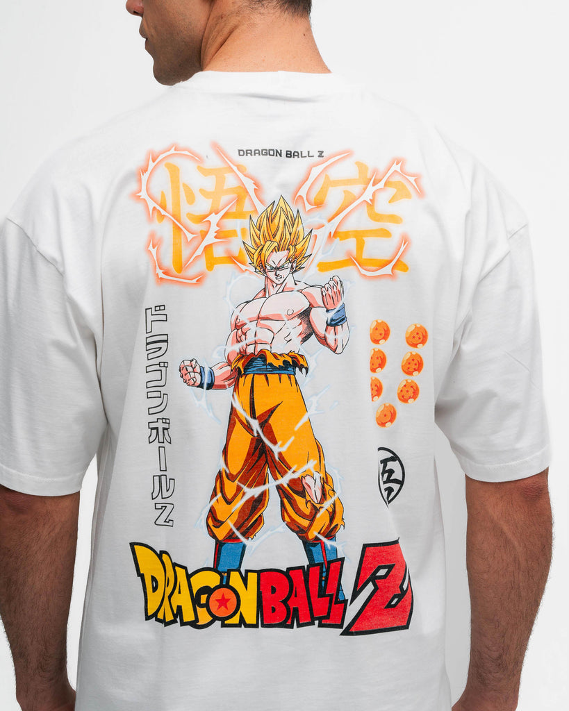 Camiseta Oversized Dragon Ball Z Goku Sayajin Off White