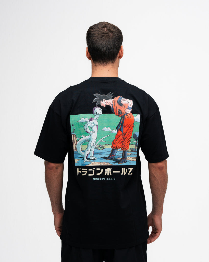 Camiseta Oversized Dragon Ball Z Frieza Vs Goku Preto