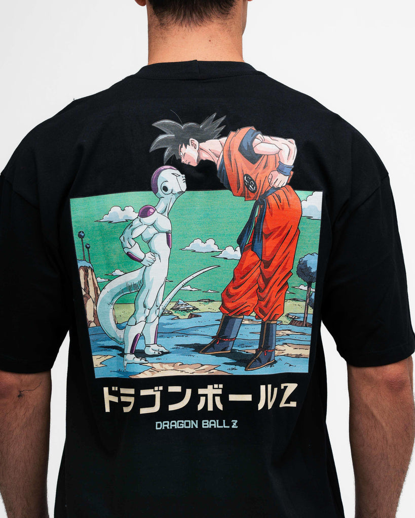Camiseta Oversized Dragon Ball Z Frieza Vs Goku Preto