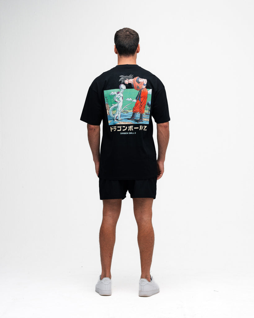 Camiseta Oversized Dragon Ball Z Frieza Vs Goku Preto