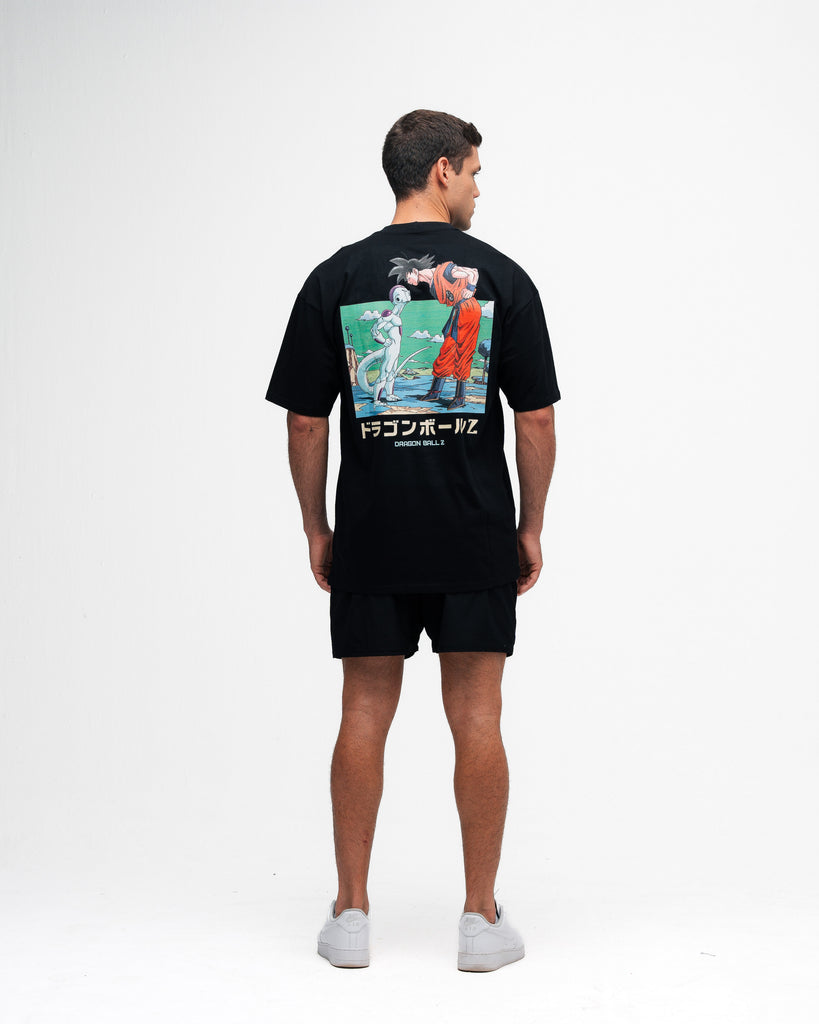 Camiseta Oversized Dragon Ball Z Frieza Vs Goku Preto