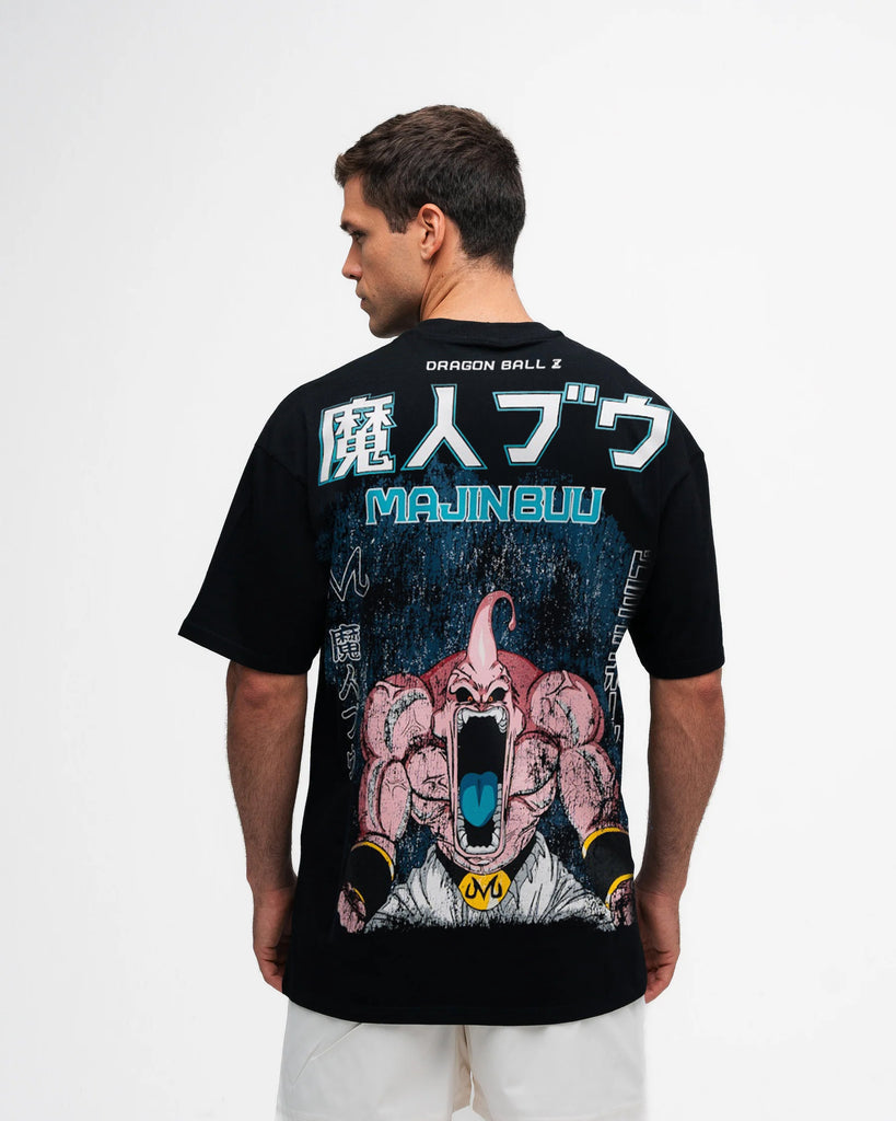 Camiseta Oversized Dragon Ball Z Kid Buu Green Preto