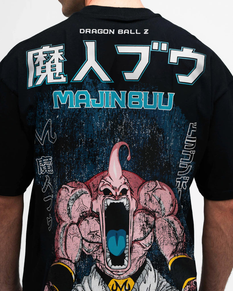 Camiseta Oversized Dragon Ball Z Kid Buu Green Preto