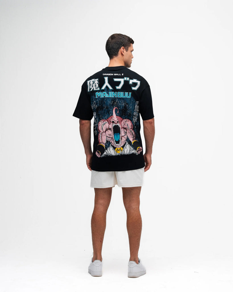Camiseta Oversized Dragon Ball Z Kid Buu Green Preto