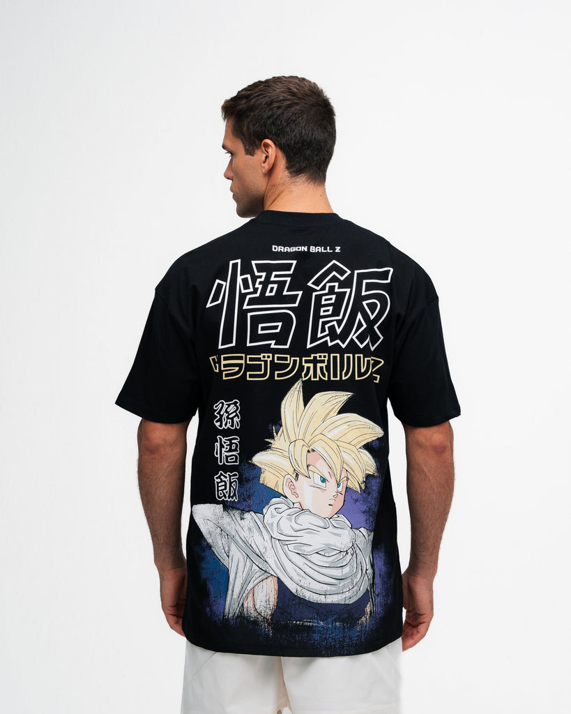 Camiseta Oversized Dragon Ball Z Son Gohan Preto