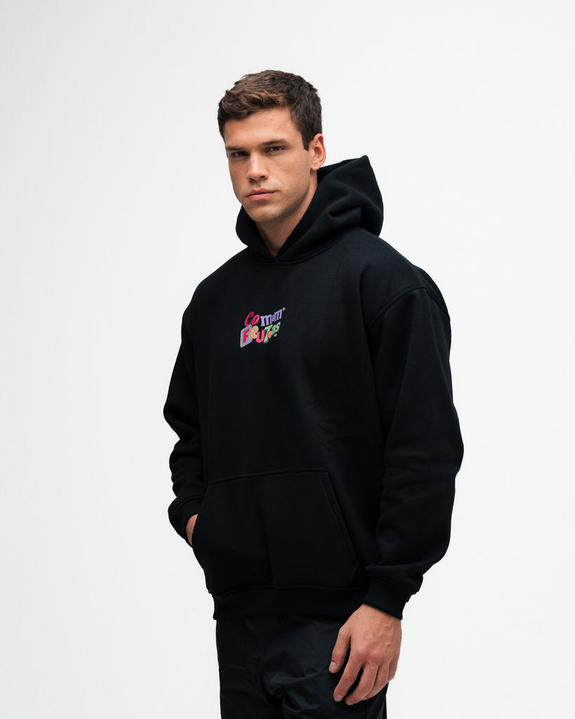 Blusa de Moletom Oversized Capuz Mith Comam Frutas MM'S Preto