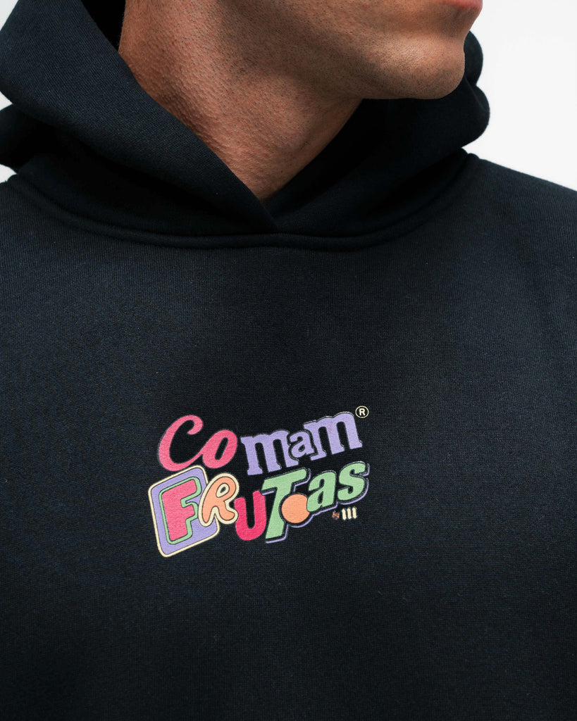 Blusa de Moletom Oversized Capuz Mith Comam Frutas MM'S Preto