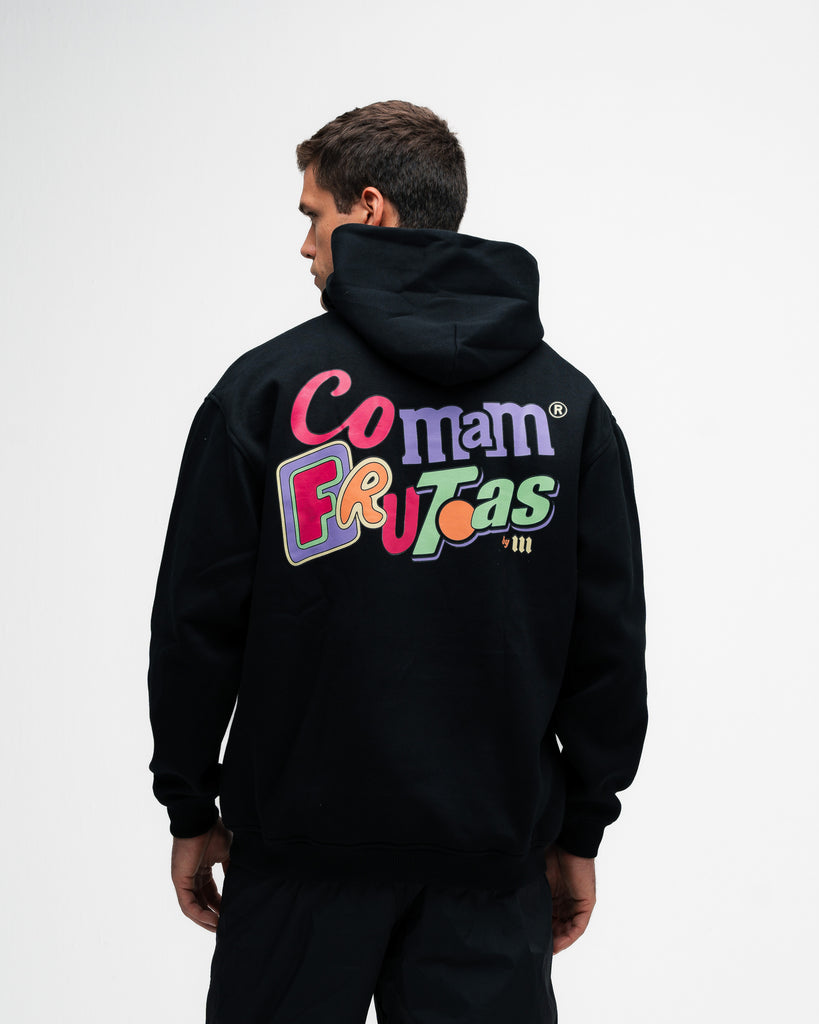Blusa de Moletom Oversized Capuz Mith Comam Frutas MM'S Preto