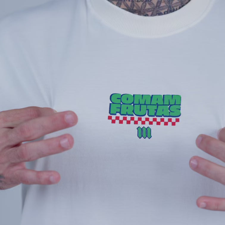 Camiseta Oversized Comam Frutas Burger Off White