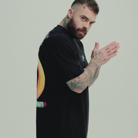 Camiseta Oversized Mith Comam Frutas Kit Preto